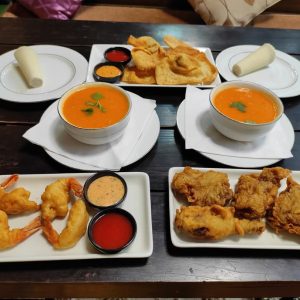 1. Thai Soup (1:2), Wonthon (04Pcs), Prawn Tempura (04Pcs), Shonali Chicken Fry(04Pcs) & Malai Pesta Kulfi(02Pcs)