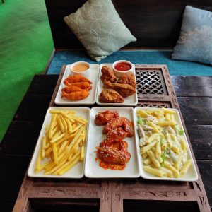 3. Creamy/Spicy Chicken Pasta (1Pax), Buffallo Chicken Wings (4 Pcs), Thai Fried Chicken (4pcs), Prawn Fry (4Pcs) & French Fry